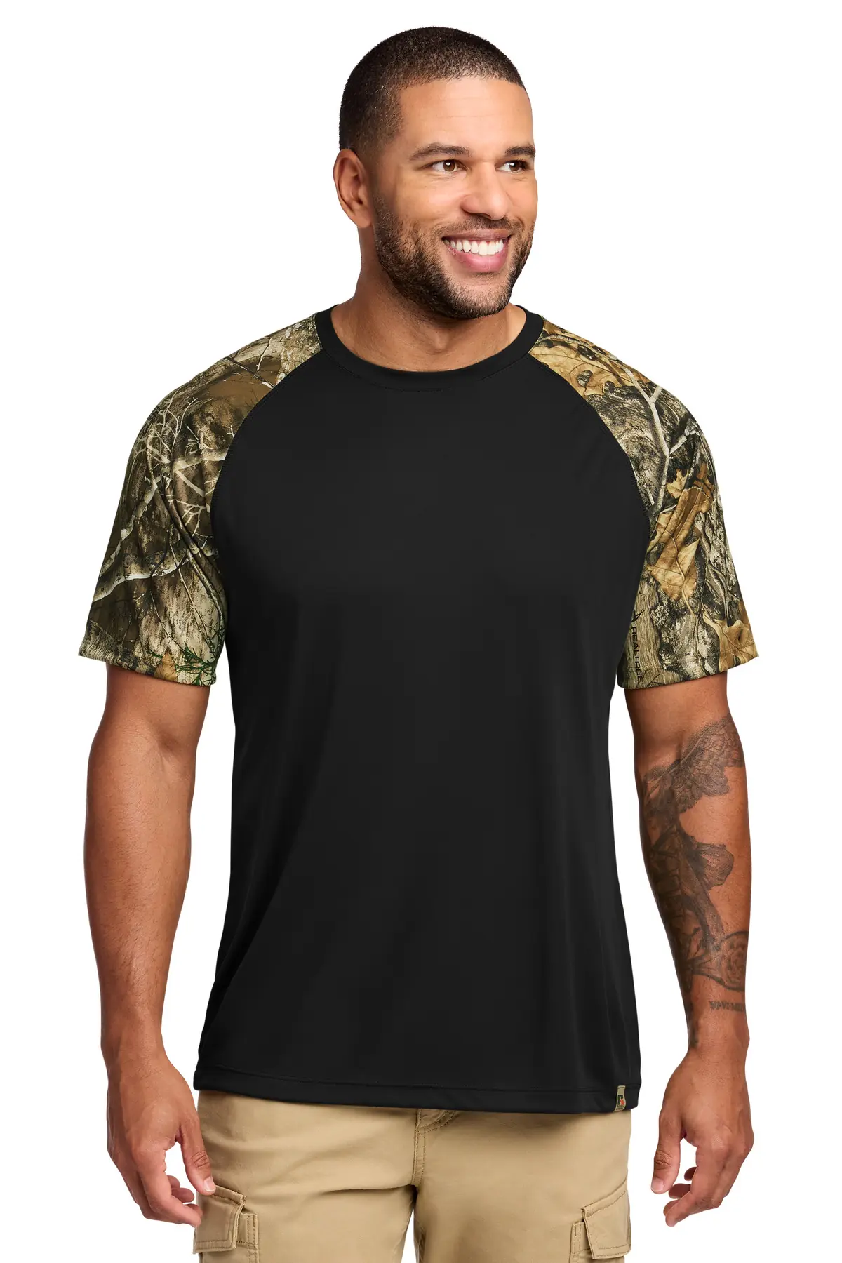 Russell Outdoors Realtree Colorblock Performance Tee in Black/ Realtree Edge