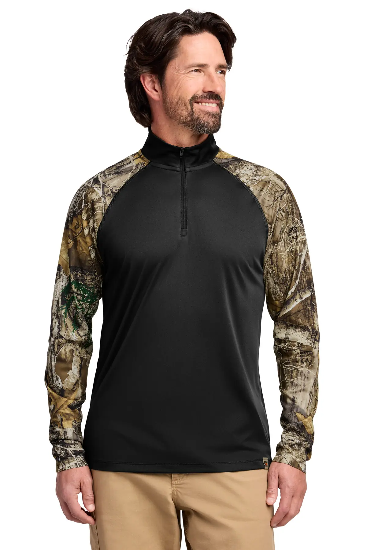 Russell Outdoors Realtree Colorblock Performance 1/4-Zip in Black/ Realtree Edge