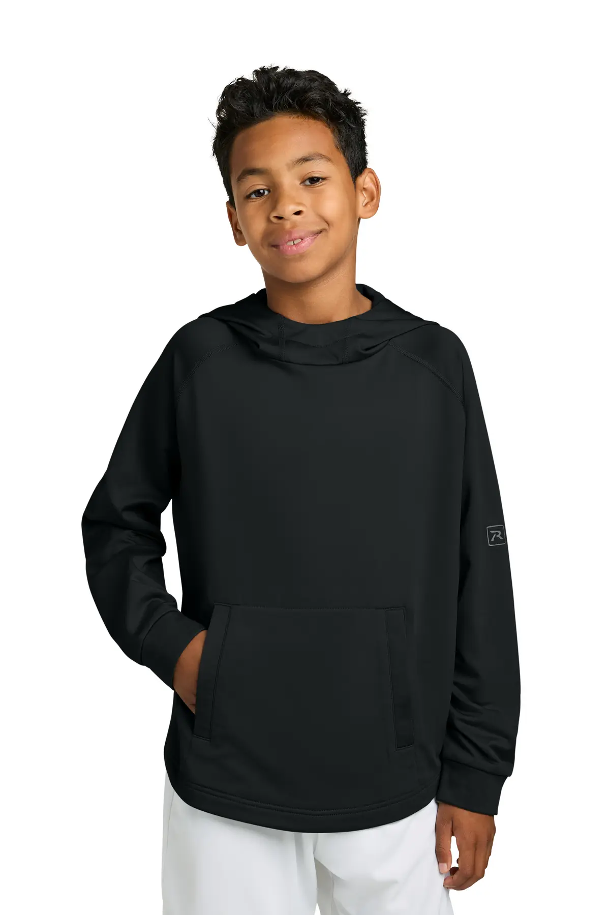 Richardson Youth Charge Performance Fleece Long Sleeve Hoodie in Black