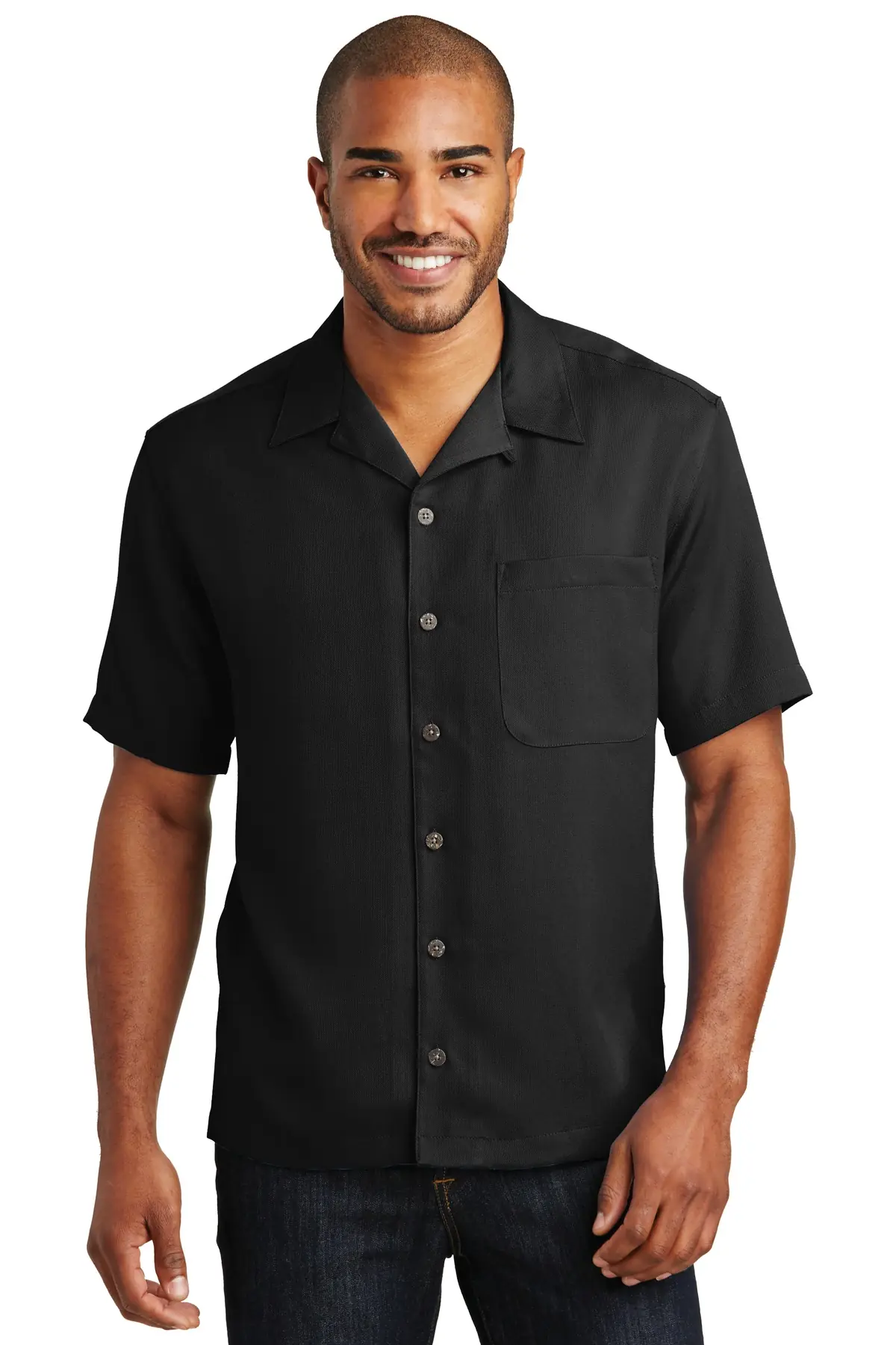 Port Authority Easy Care Camp Shirt. in Black