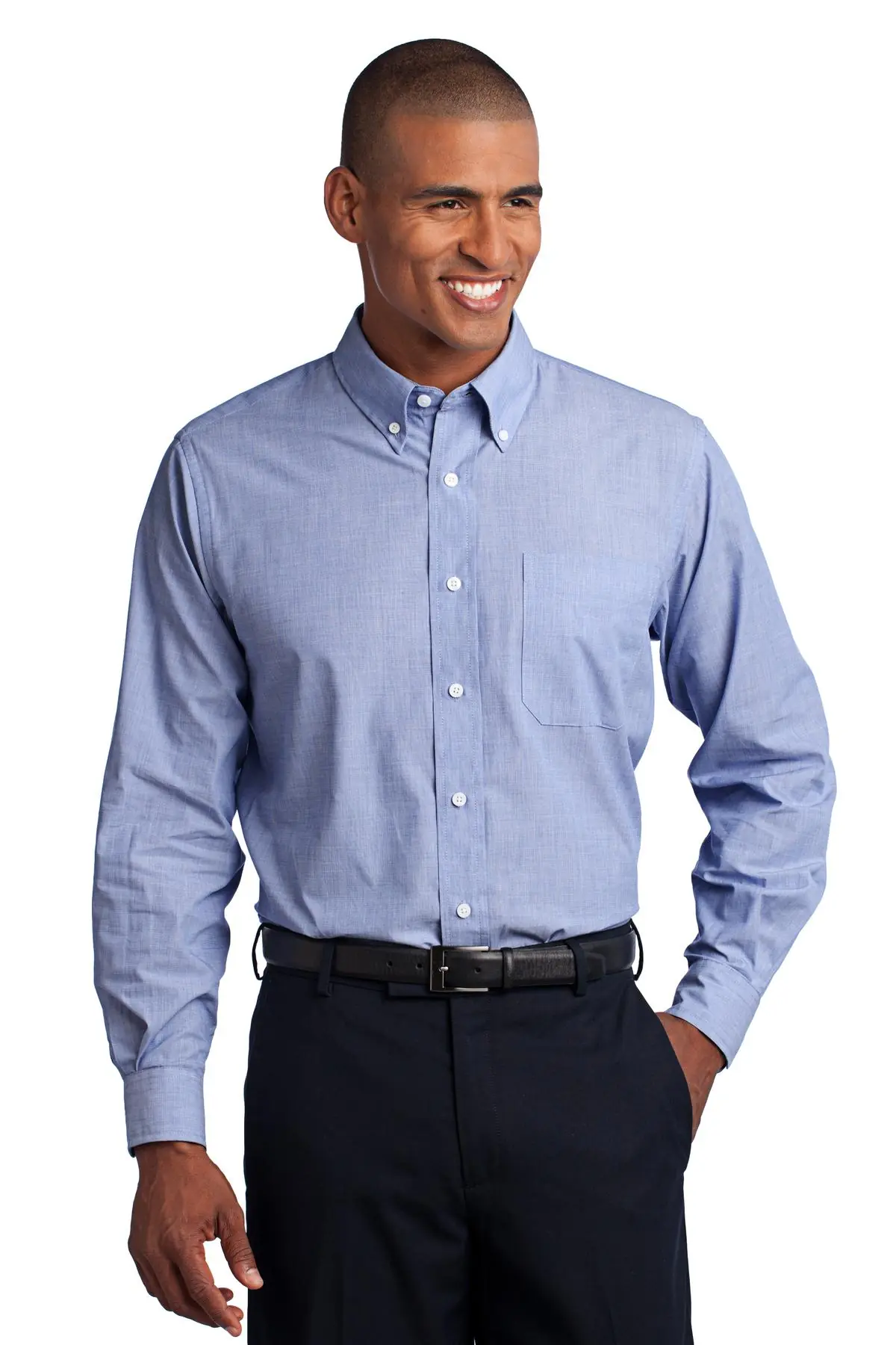 Port Authority Crosshatch Easy Care Shirt. in Chambray Blue