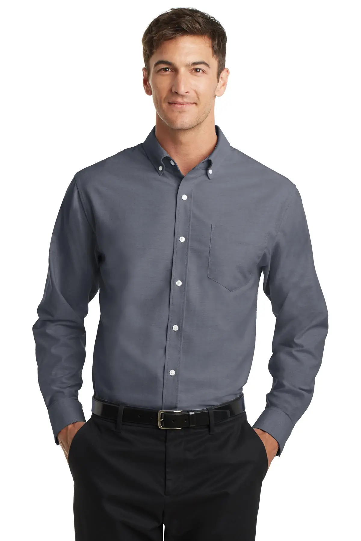 Port Authority SuperPro Oxford Shirt. in Black