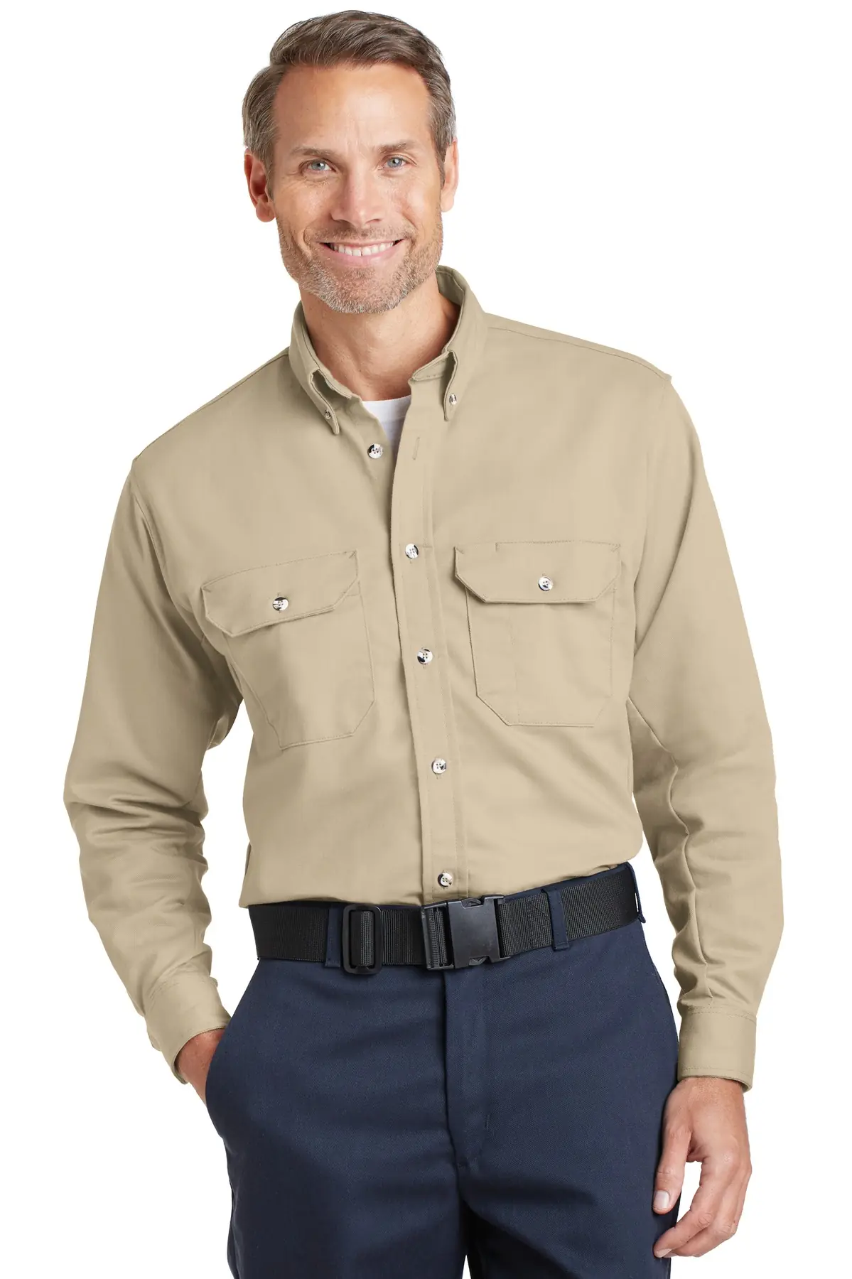 Bulwark EXCEL FR ComforTouch Dress Uniform Shirt. in Khaki