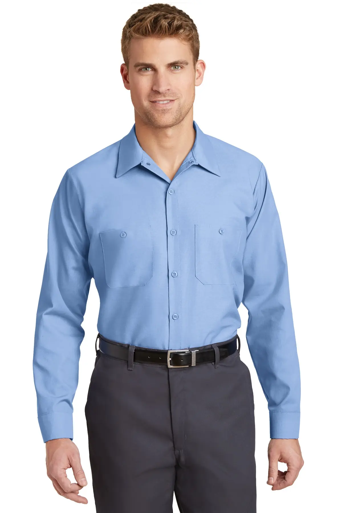 Red Kap Long Sleeve Industrial Work Shirt. in Light Blue
