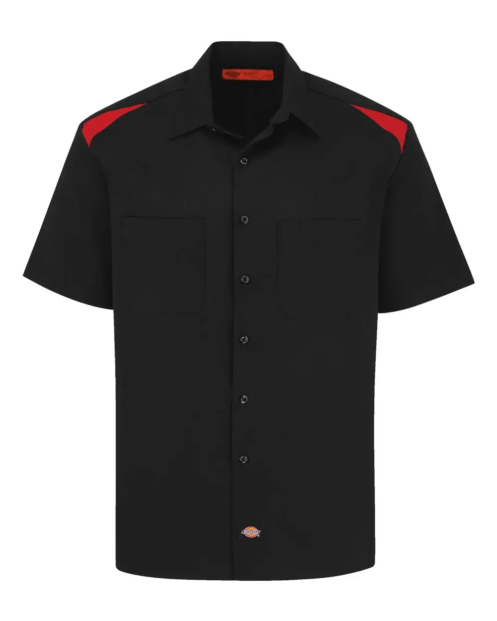 Dickies Men's Short Sleeve Performance Team Shirt in Black/ English Red