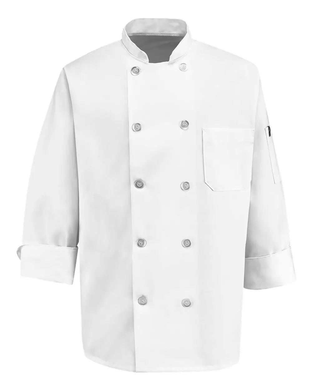 Chef Designs 100% Polyester Ten Pearl Button Chef Coat in White