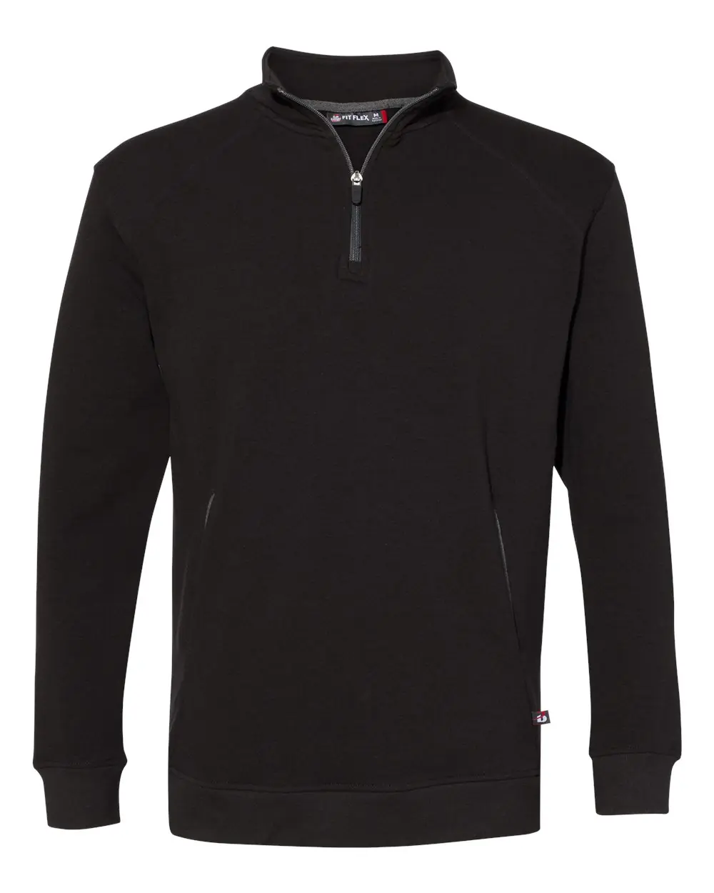 Badger Men's FitFlex French Terry Quarter-Zip Pullover in Black