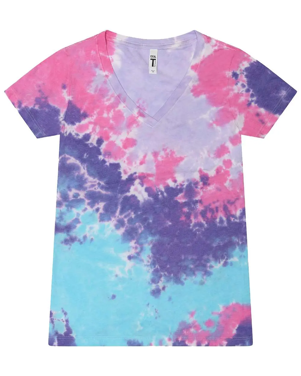 Colortone Women's Tie-Dyed V-Neck T-Shirt in Cotton Candy