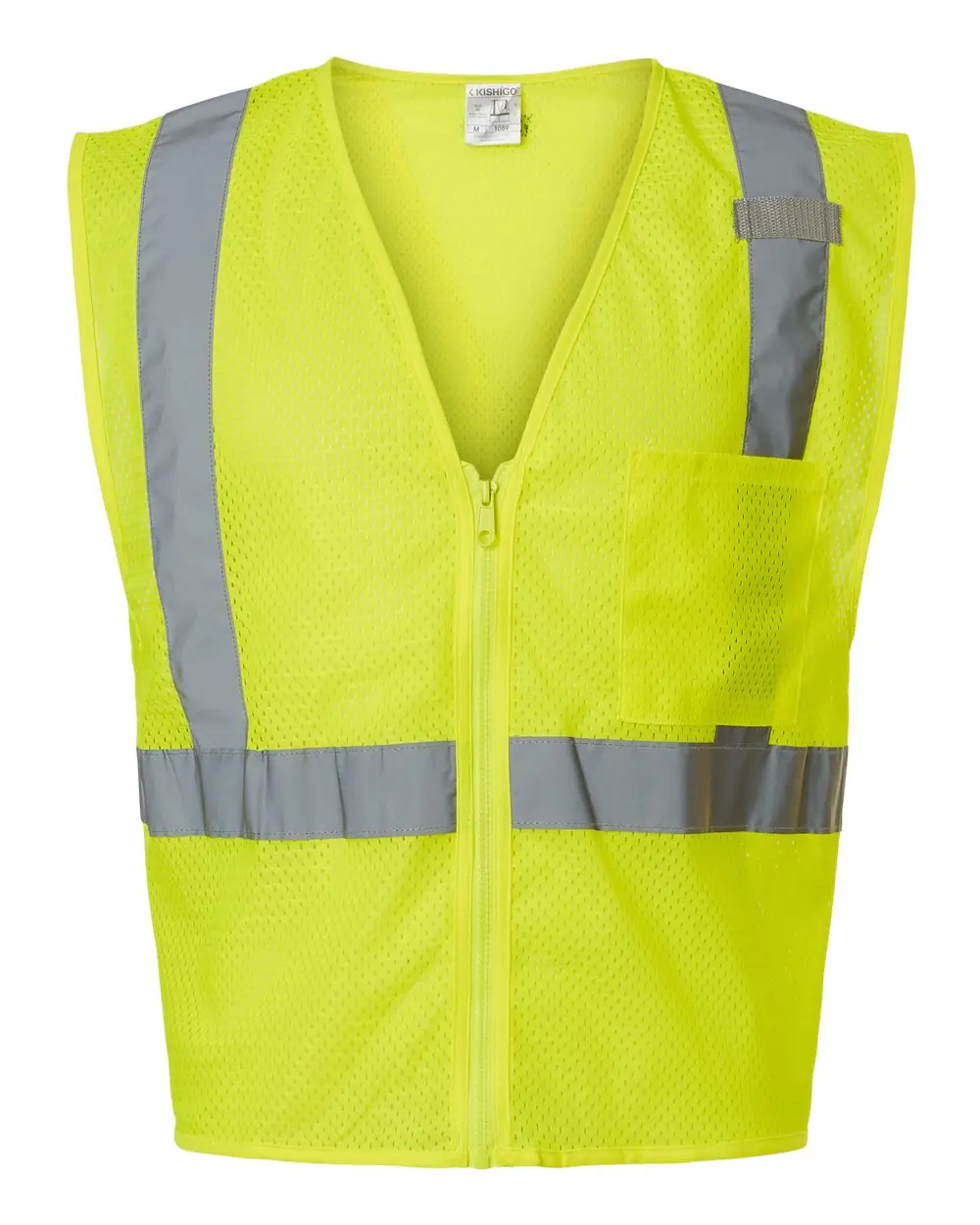 Kishigo Unisex Single Pocket Zipper Mesh Vest in Lime