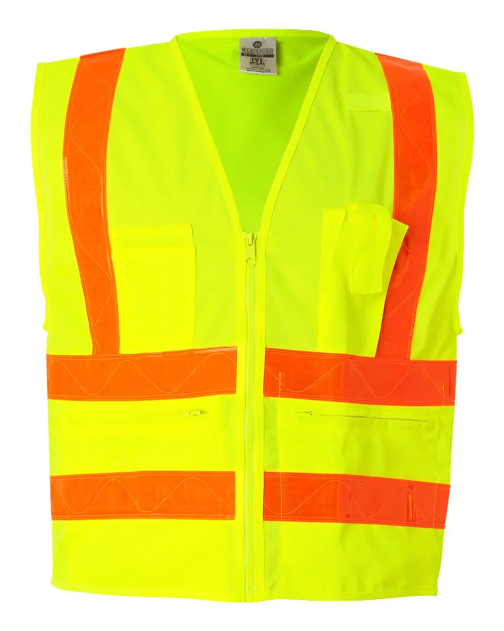 Kishigo Unisex Prismatic Hydrowick-Lite Multi Zipper Vest in Lime