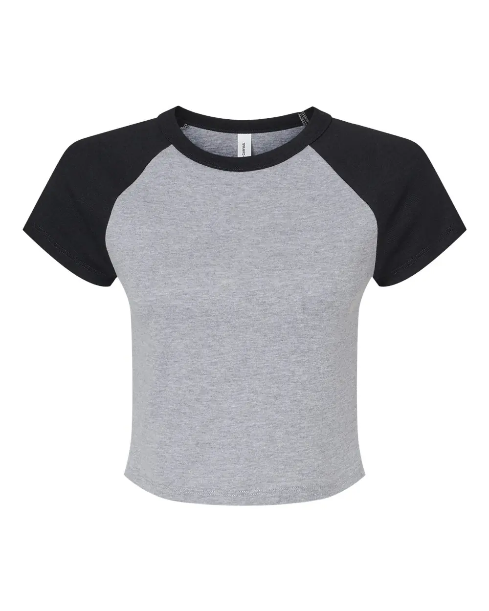 Bella + Canvas Women's Micro Rib Raglan Baby Tee in Athletic Heather/ Black