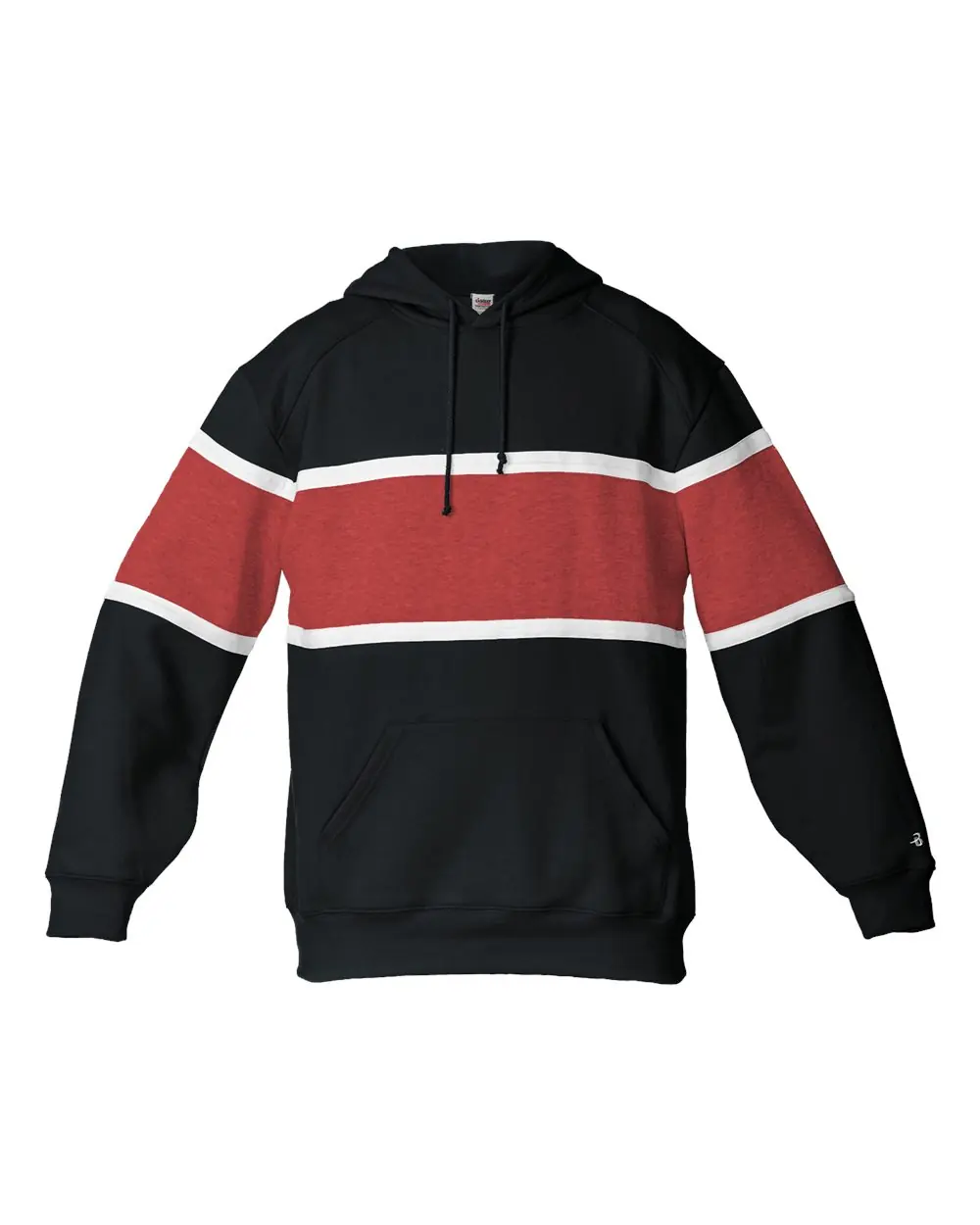 Badger Unisex United Athletic Fleece Hooded Sweatshirt in Black/ Red/ White