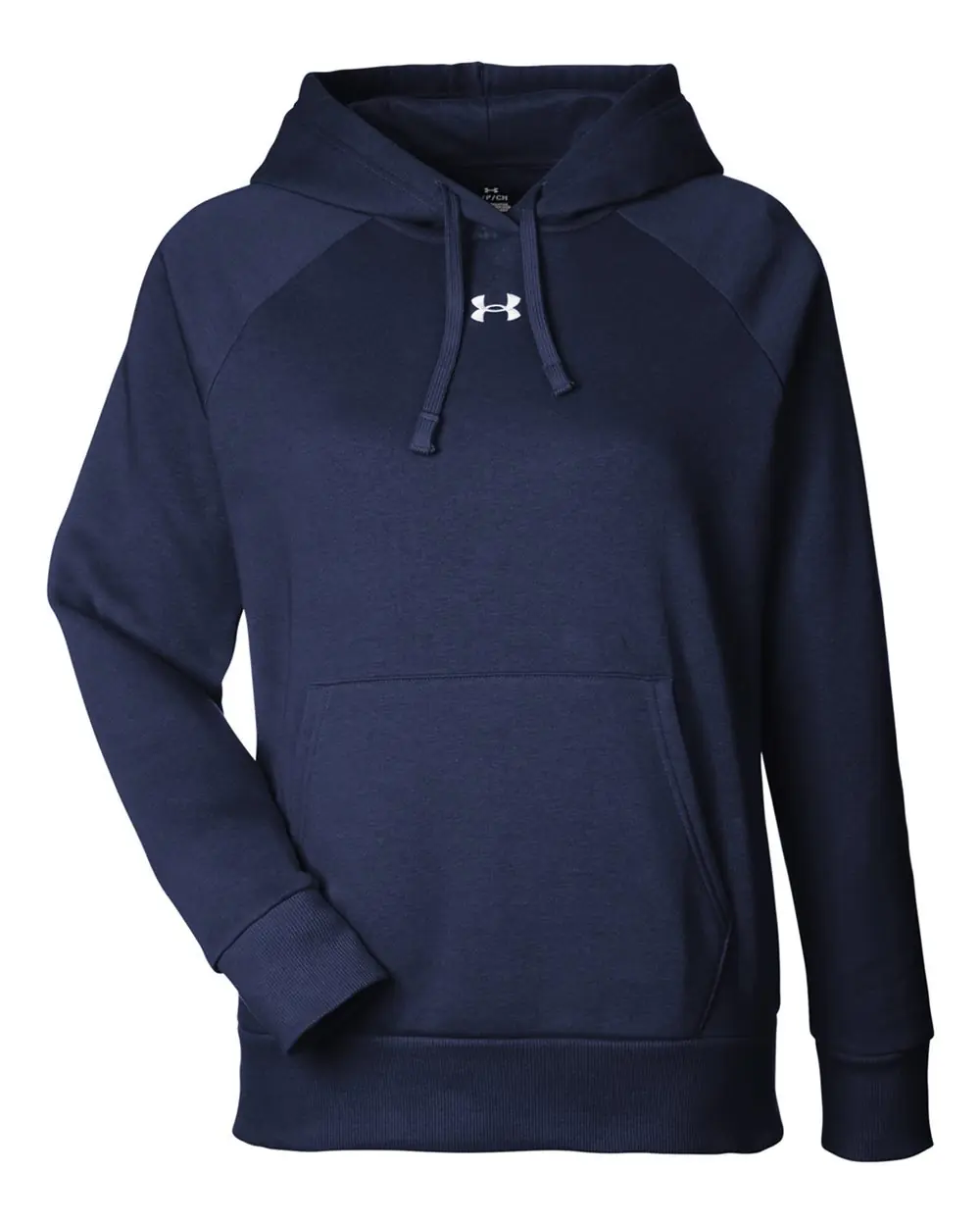 Under Armour Women's Hustle Hooded Sweatshirt in Midnight Navy/ White