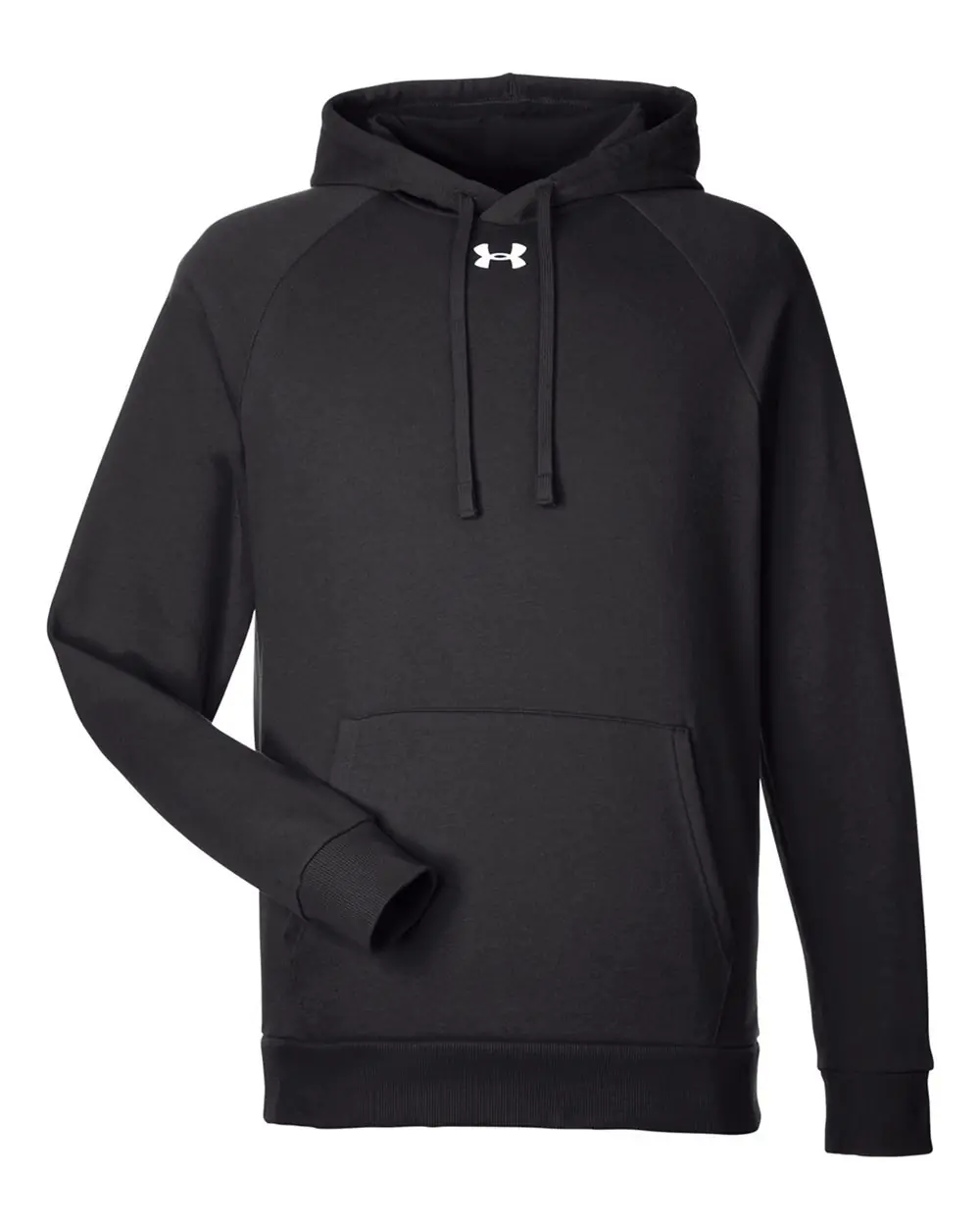 Under Armour Men's Rival Fleece Hooded Sweatshirt in Black/ White