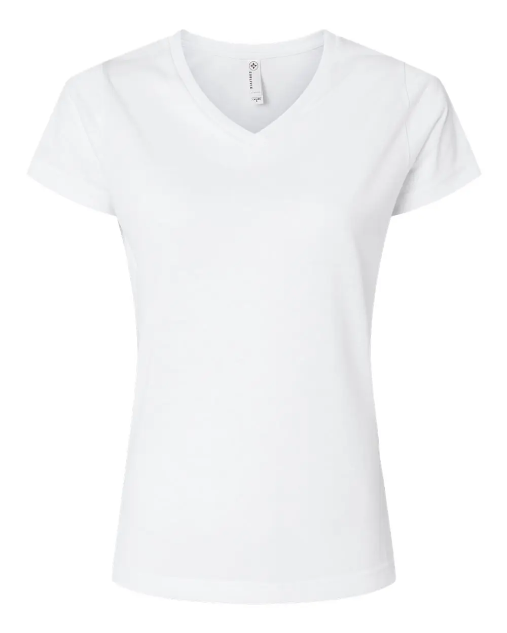 SubliVie Women's Polyester Sublimation V-Neck Tee in White