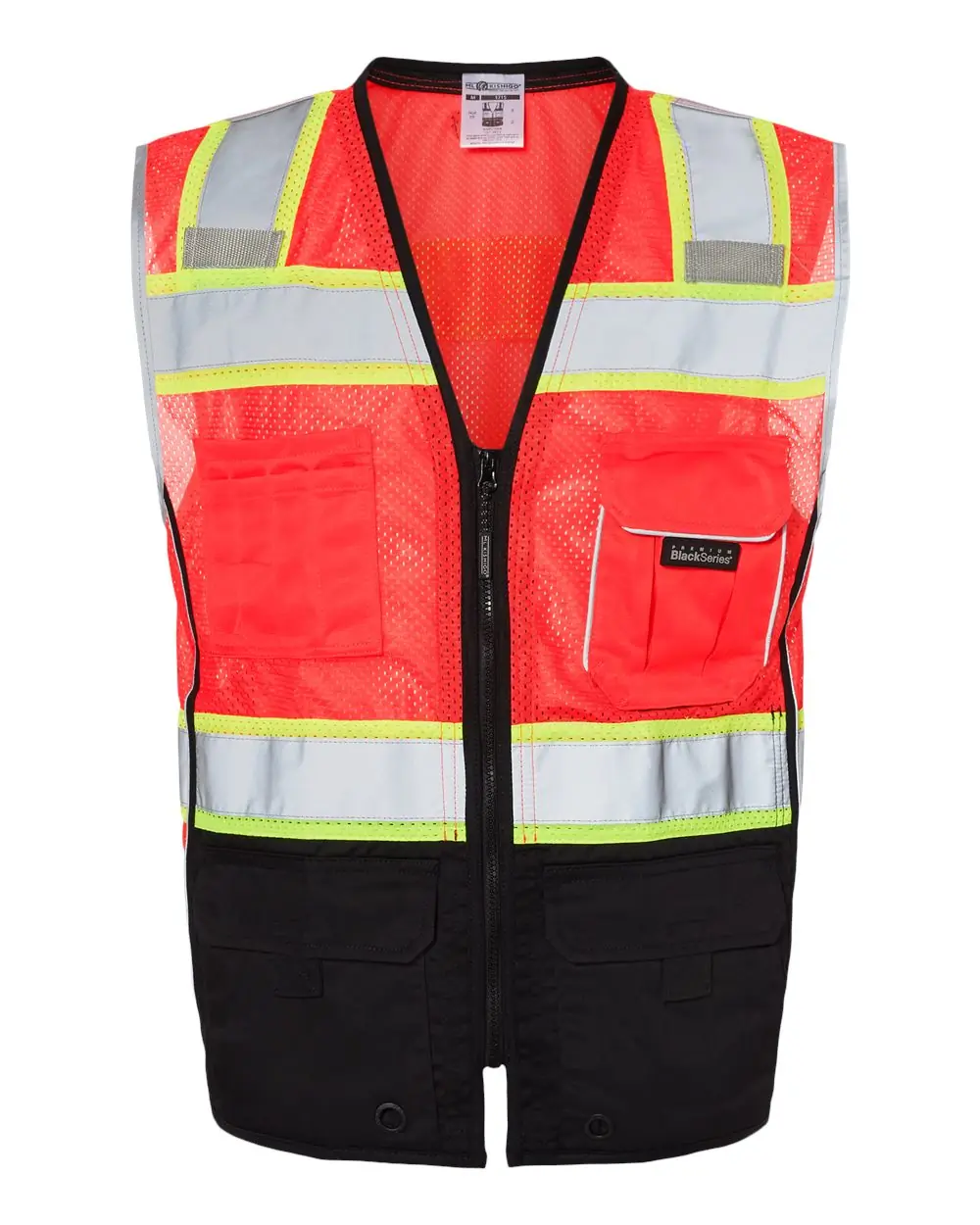 Kishigo Unisex Premium Black Series® Black Bottom Class 2 Vest in Fluorescent Red (1715)