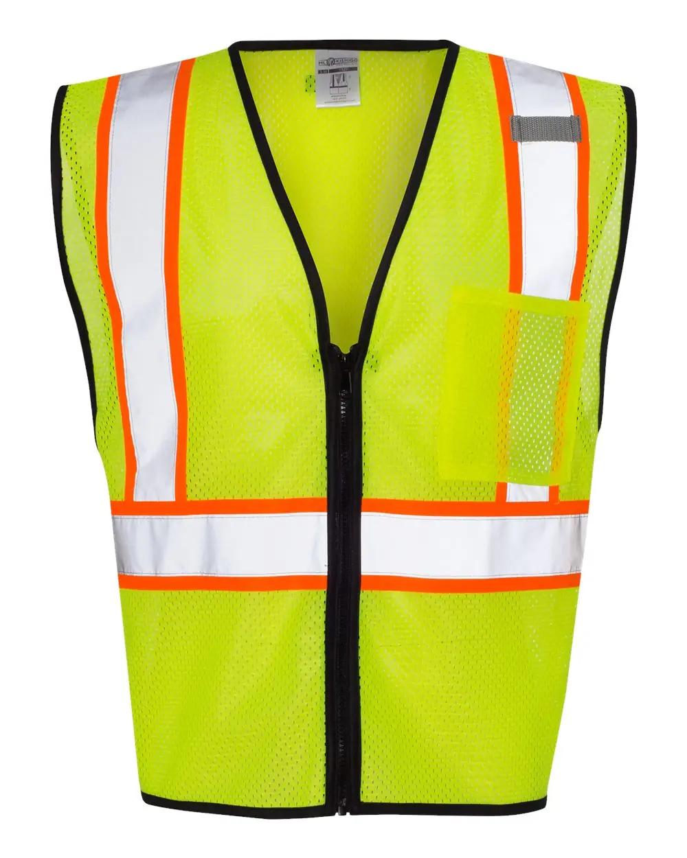 Kishigo Unisex Economy Contrasting Vest with Zippered Front in Lime