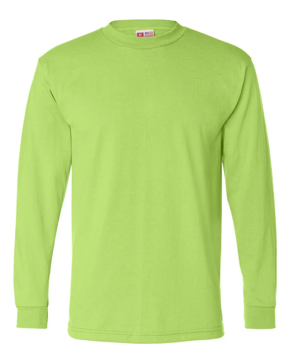 Bayside Men's USA-Made 50/50 Long Sleeve T-Shirt in Safety Green