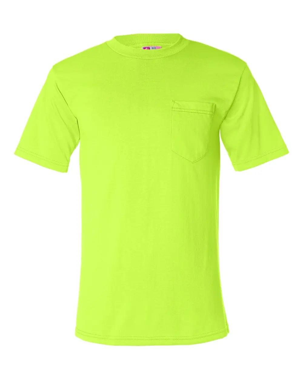 Bayside Unisex USA-Made 50/50 Pocket T-Shirt in Safety Green
