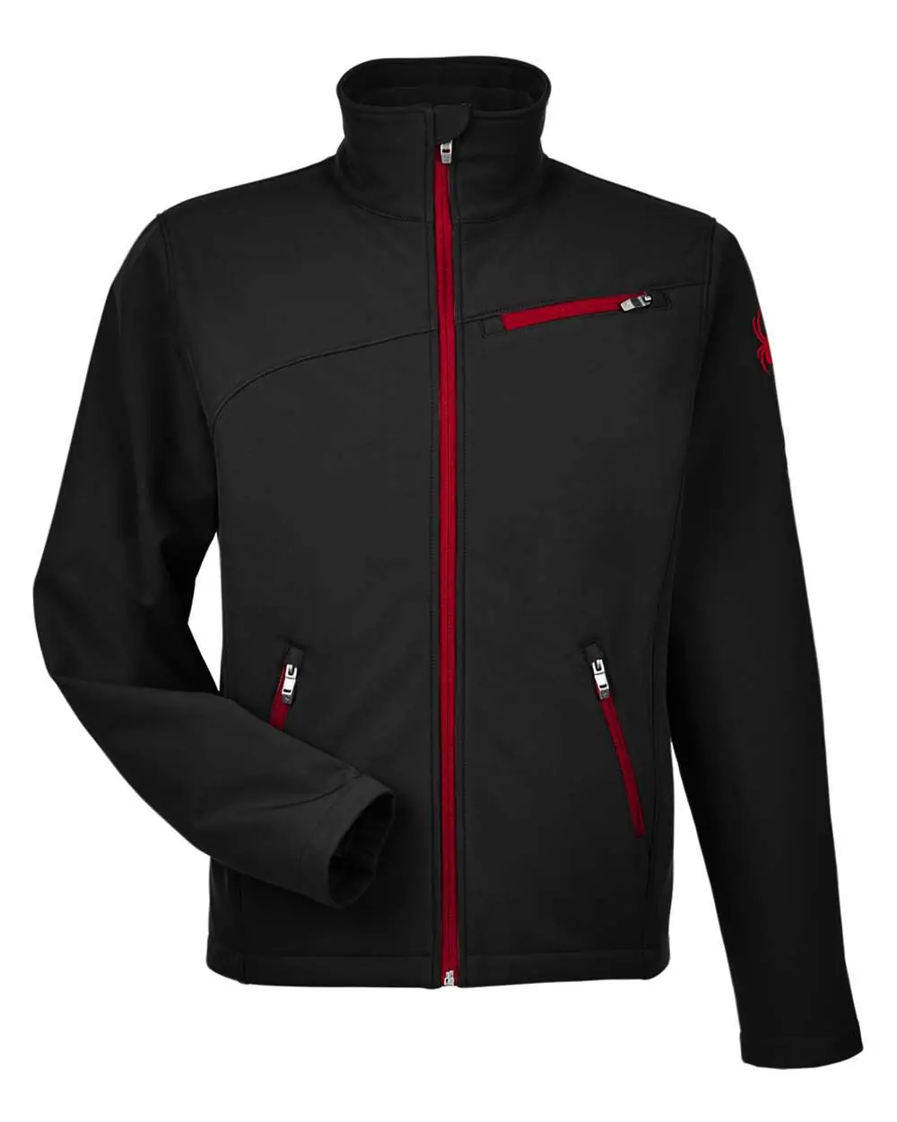 Spyder Men's Transport Soft Shell Jacket in Black/ Red