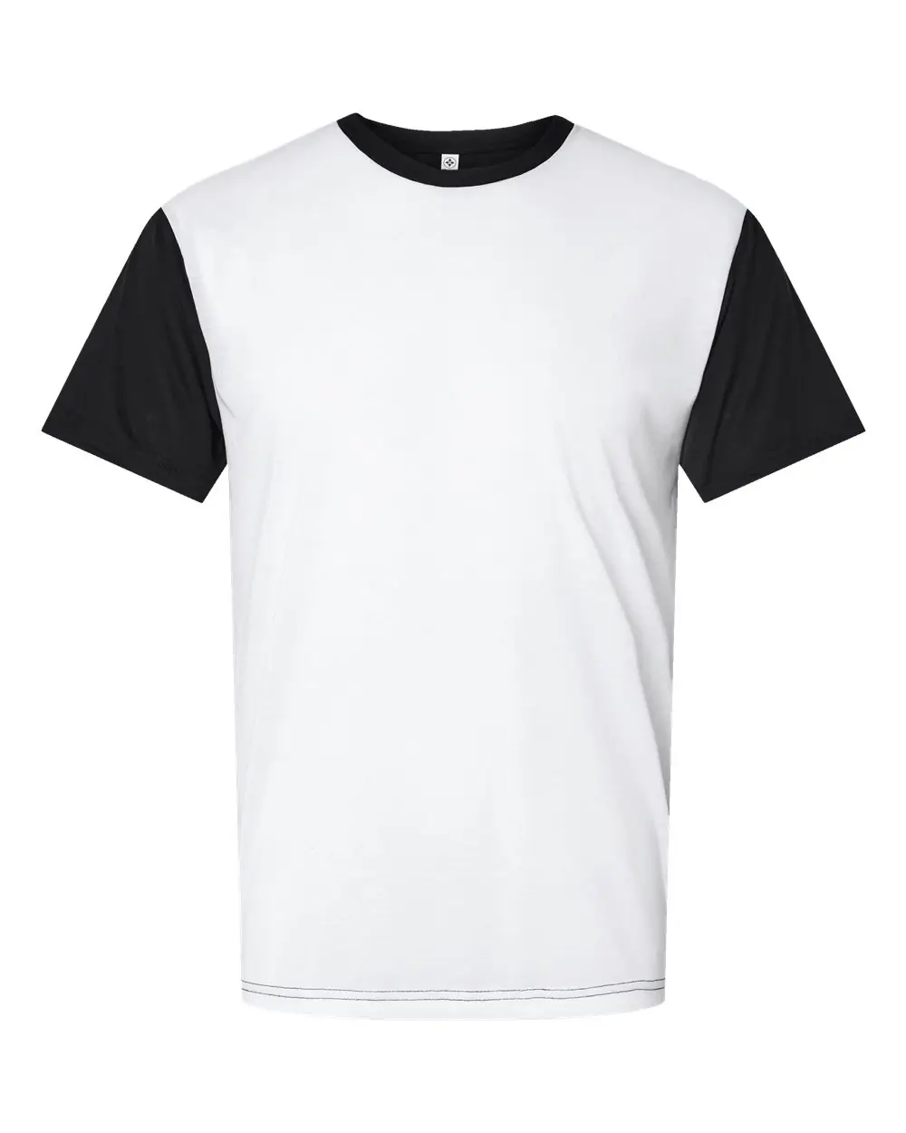 SubliVie Men's Blackout Polyester Sublimation Tee in White/ Black
