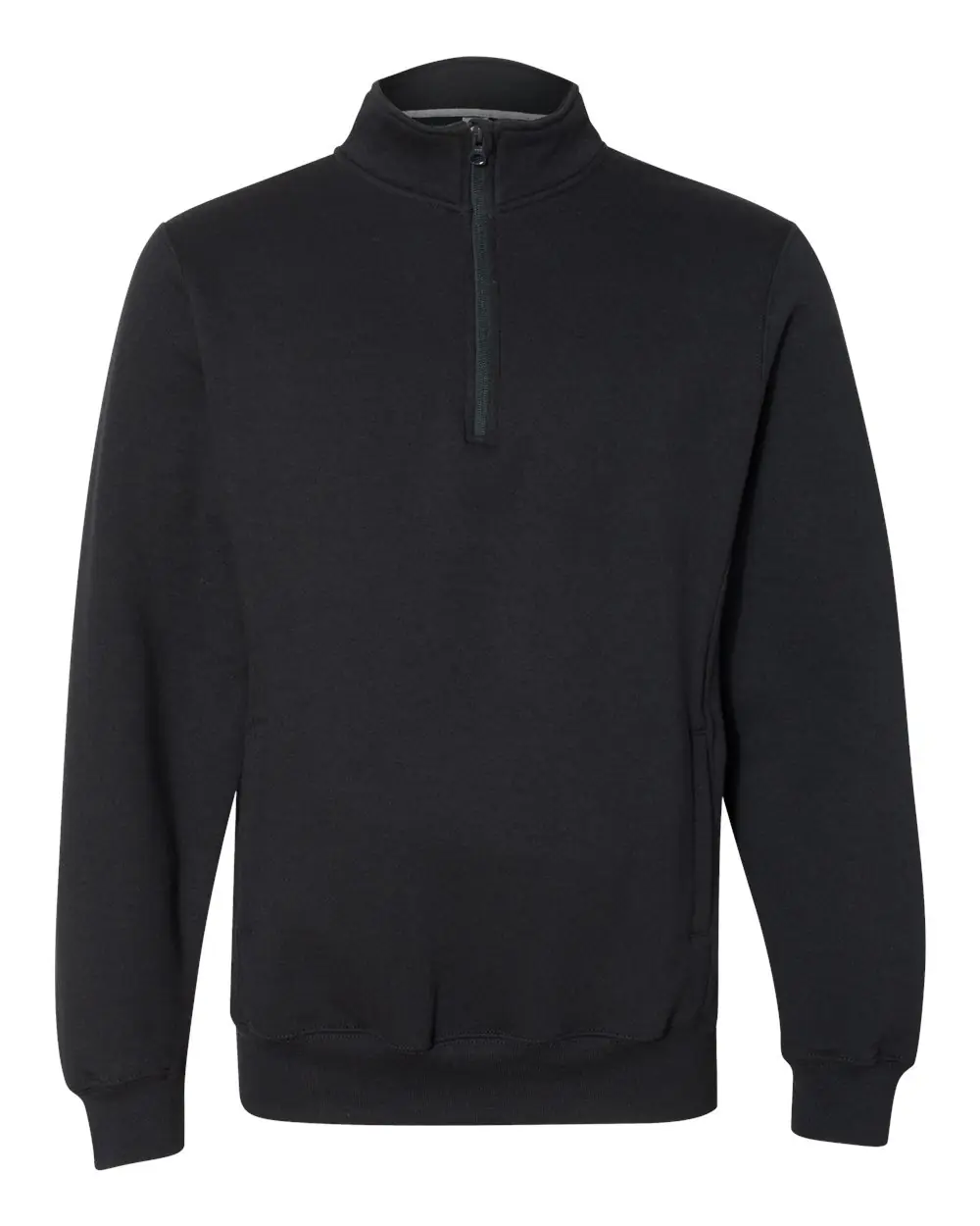 Russell Athletic Unisex Dri Power® Quarter-Zip Cadet Collar Sweatshirt in Black