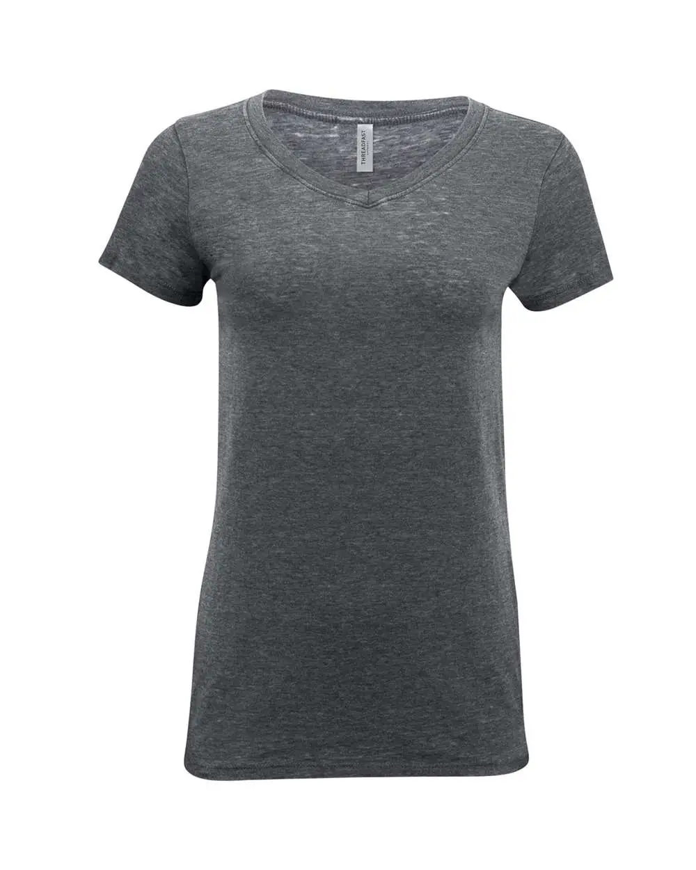 Threadfast Apparel Women's Vintage Dye V-Neck T-Shirt in Vintage Charcoal