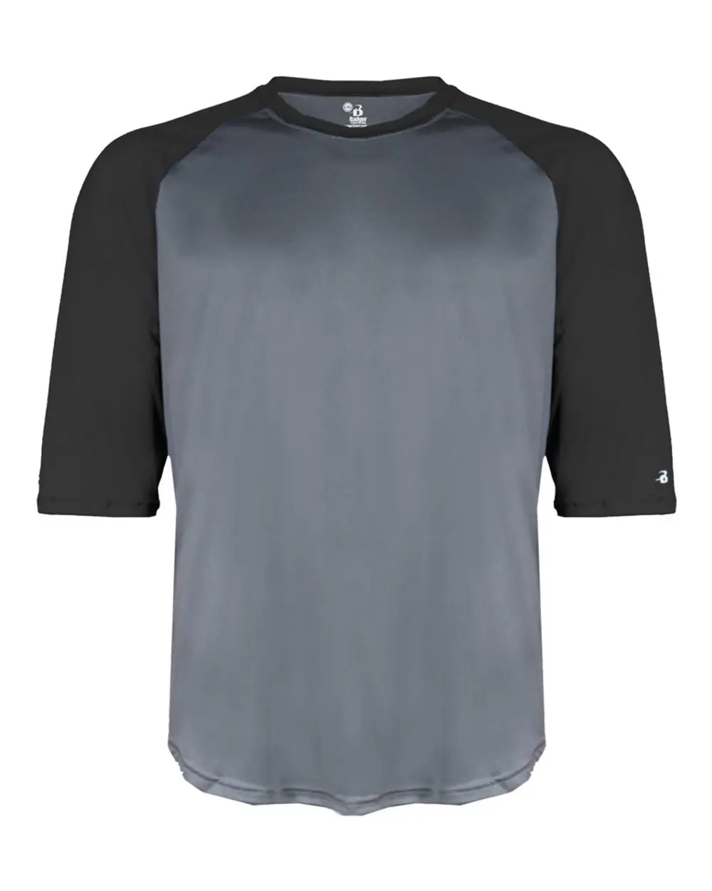 Badger Youth B-Core Three-Quarter Sleeve Baseball T-Shirt in Graphite/ Black