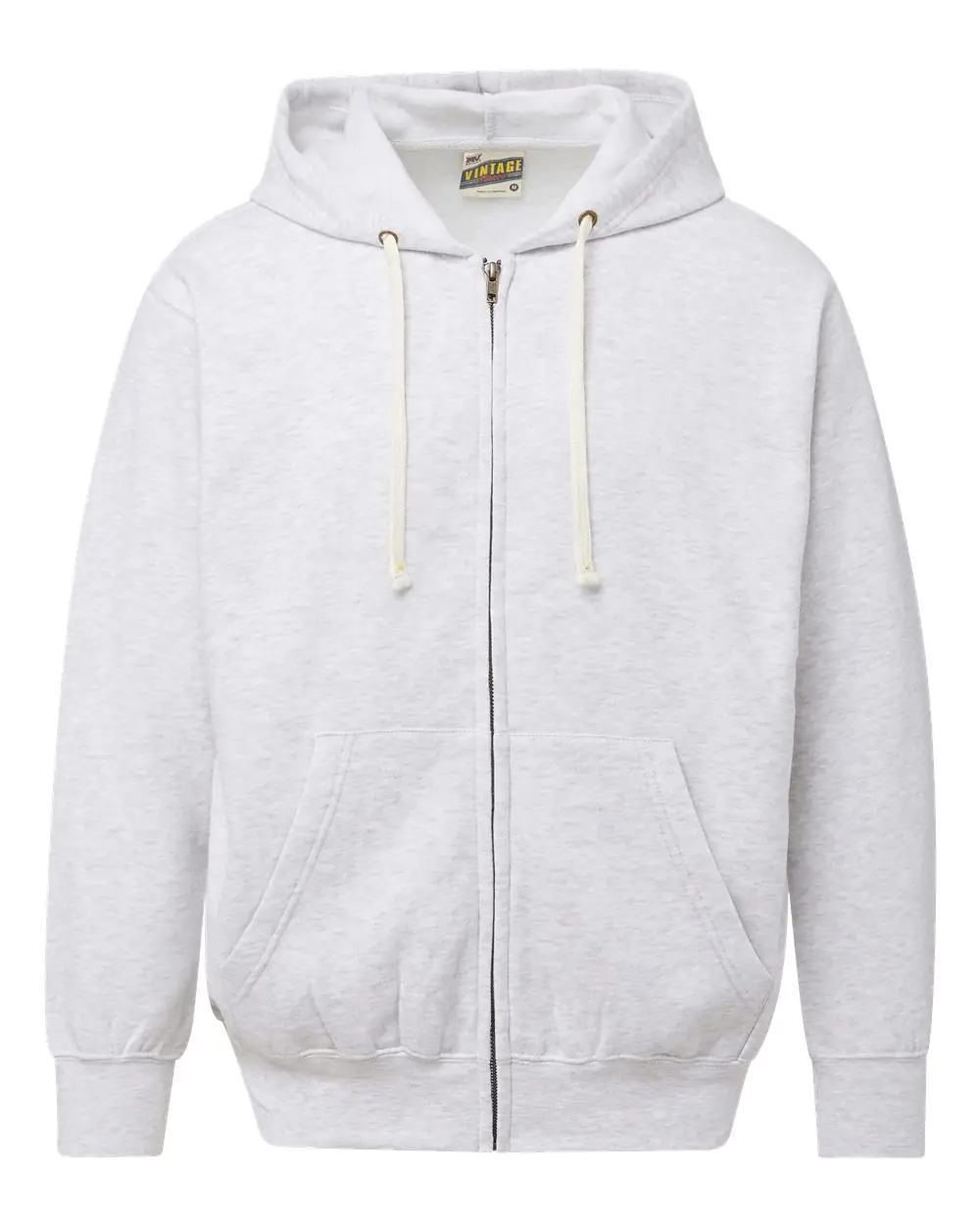 MV Sport Unisex Vintage Fleece Full-Zip Hooded Sweatshirt in Ash