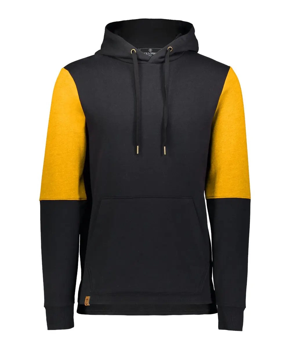 Holloway Men's All-American Team Fleece Colorblocked Hooded Sweatshirt in Black/ Gold Heather