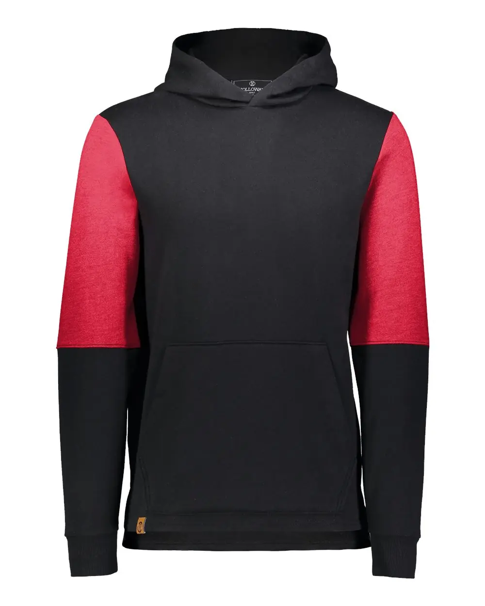 Holloway Youth All-American Team Fleece Colorblocked Hooded Sweatshirt in Black/ Scarlet Heather