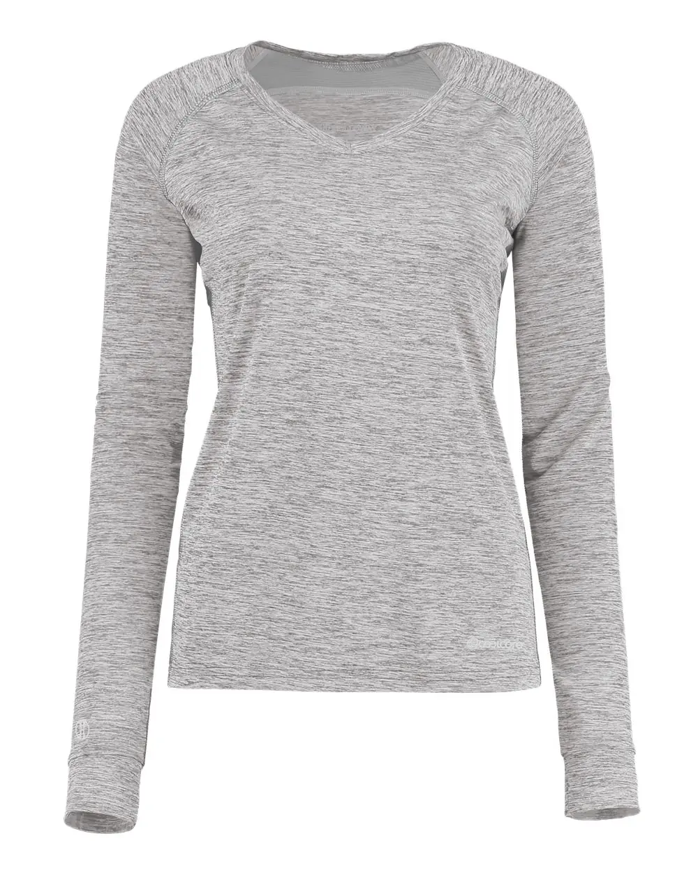 Holloway Women's Electrify CoolCore® Long Sleeve V-Neck T-Shirt in Athletic Grey Heather