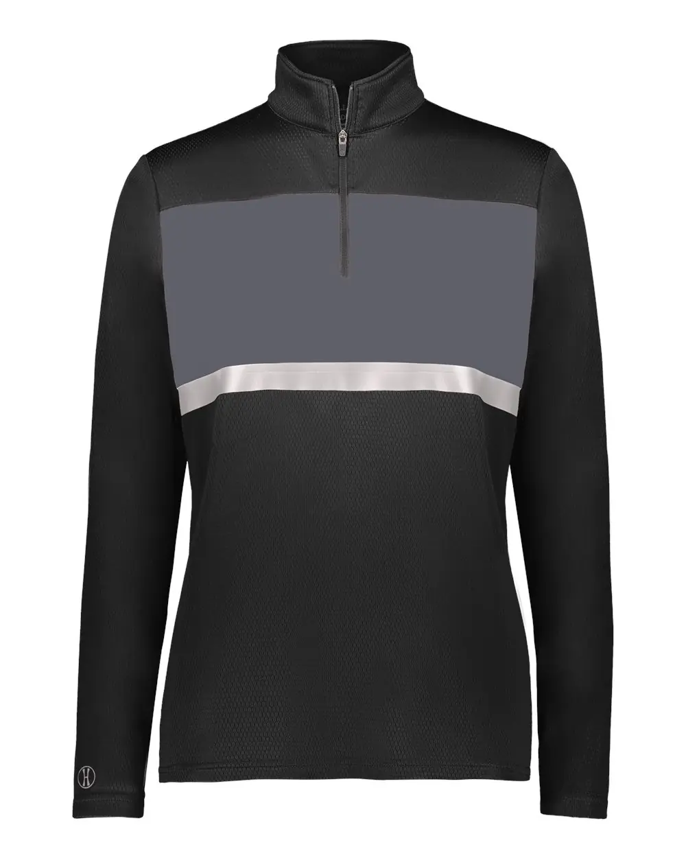 Holloway Women's Prism Bold Quarter-Zip Pullover in Black/ Carbon
