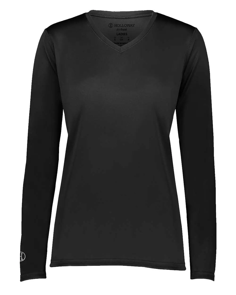 Holloway Women's Momentum Long Sleeve V-Neck T-Shirt in Black