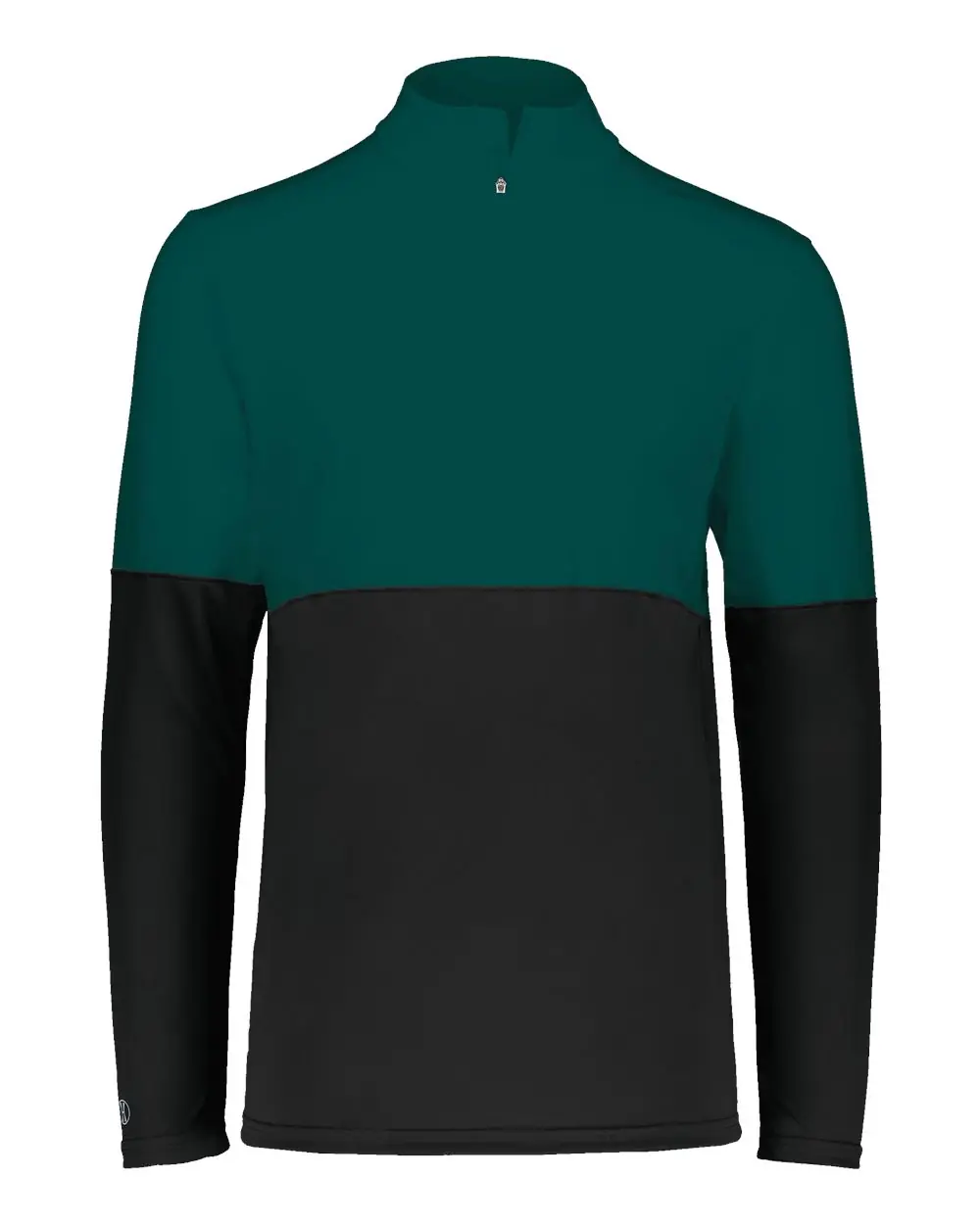 Holloway Men's Momentum Team Quarter-Zip Pullover in Black/ Dark Green