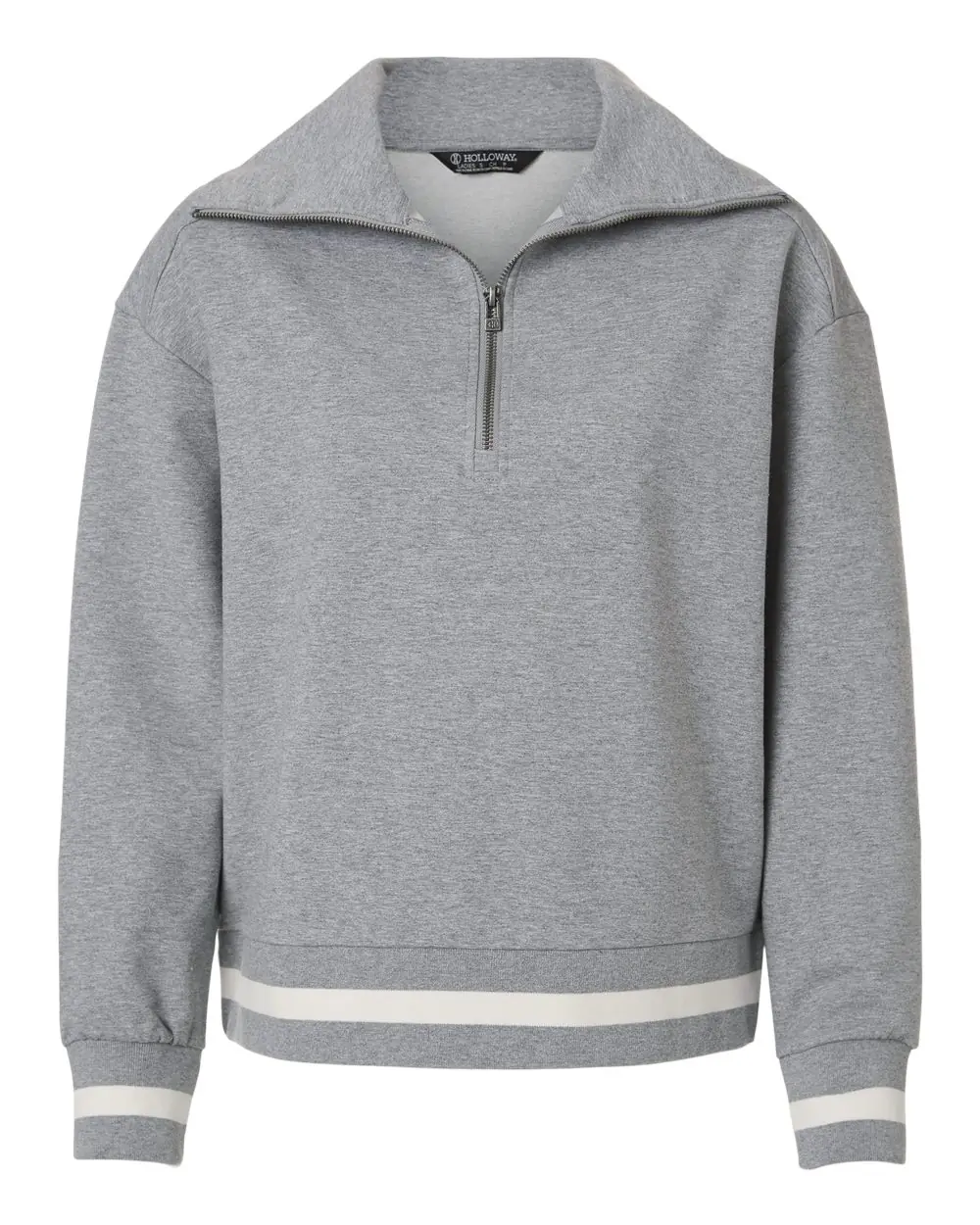 Holloway Women's Heritage Prep Quarter-Zip Pullover in Athletic Heather/ Vanilla