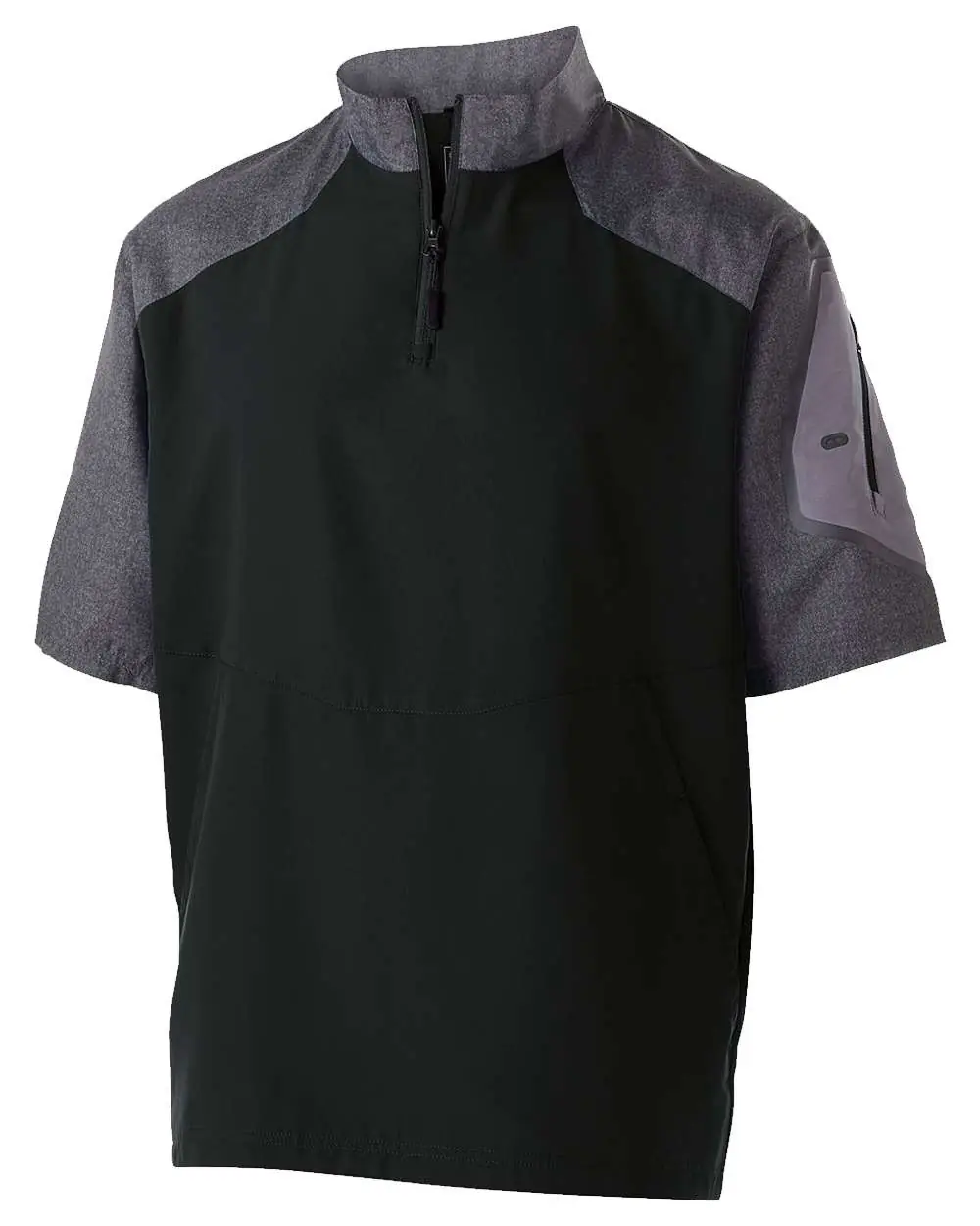 Holloway Unisex Raider Short Sleeve Quarter-Zip Pullover in Carbon Print/ Black