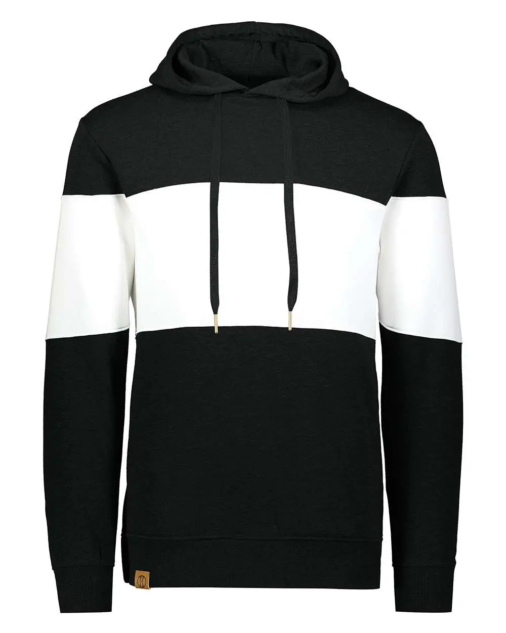 Holloway Men's All-American Fleece Colorblocked Hooded Sweatshirt in Black/ White
