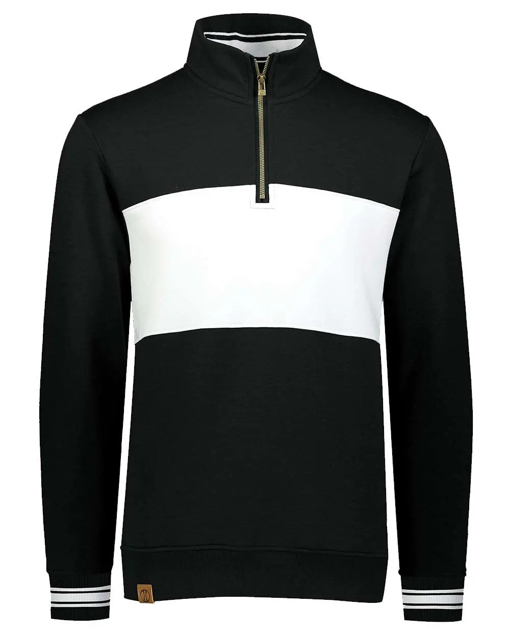 Holloway Men's All-American Fleece Colorblocked Quarter-Zip Sweatshirt in Black/ White
