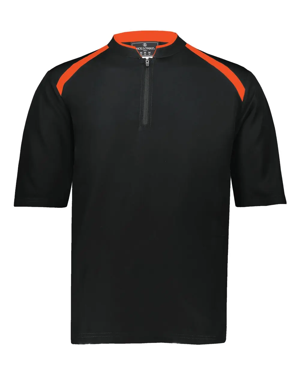 Holloway Men's Clubhouse Short Sleeve Quarter-Zip Pullover in Black/ Orange