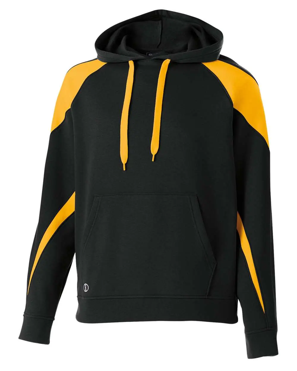 Holloway Youth Prospect Athletic Fleece Hooded Sweatshirt in Black/ Light Gold