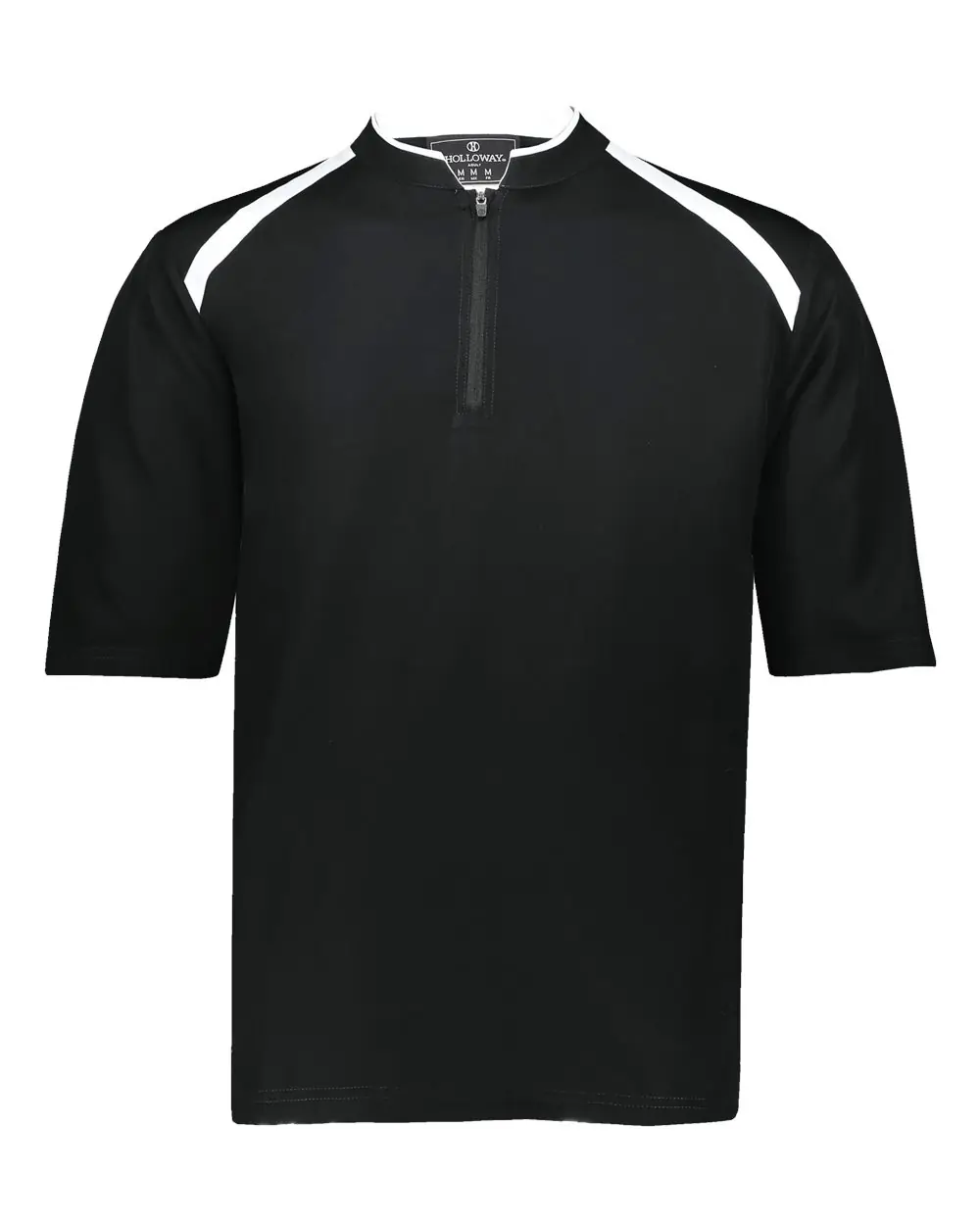 Holloway Youth Clubhouse Short Sleeve Quarter-Zip Pullover in Black/ White