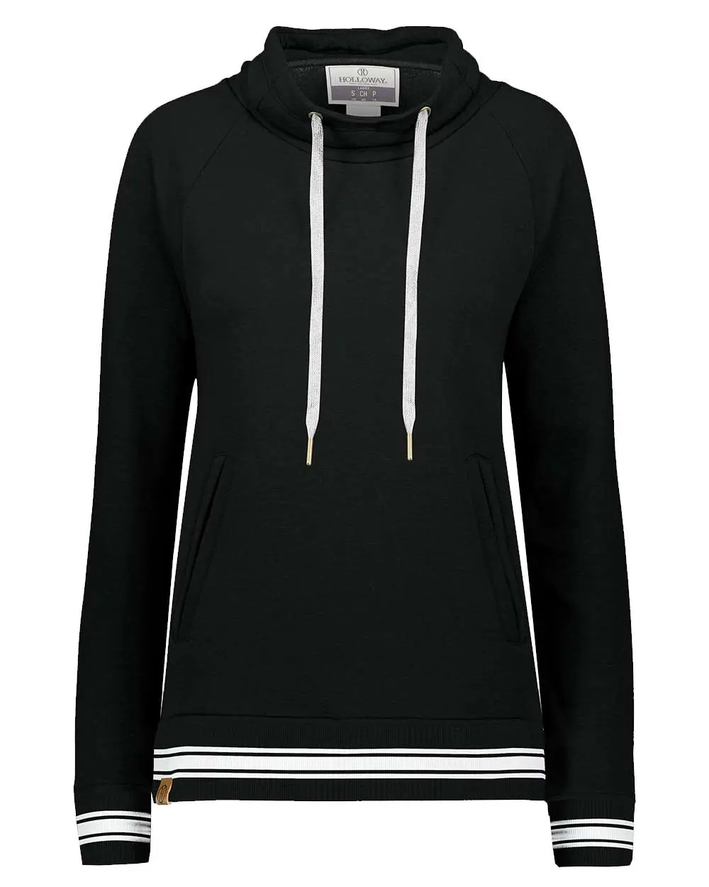 Holloway Women's All-American Fleece Funnel Neck Sweatshirt in Black/ White