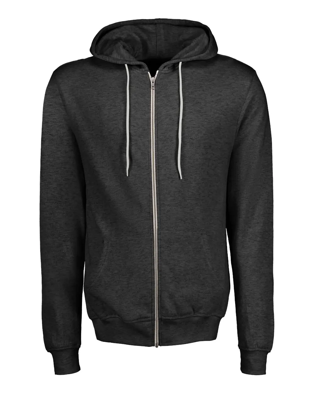 MV Sport Unisex Retro Heather Full-Zip Hooded Sweatshirt in Charcoal Heather