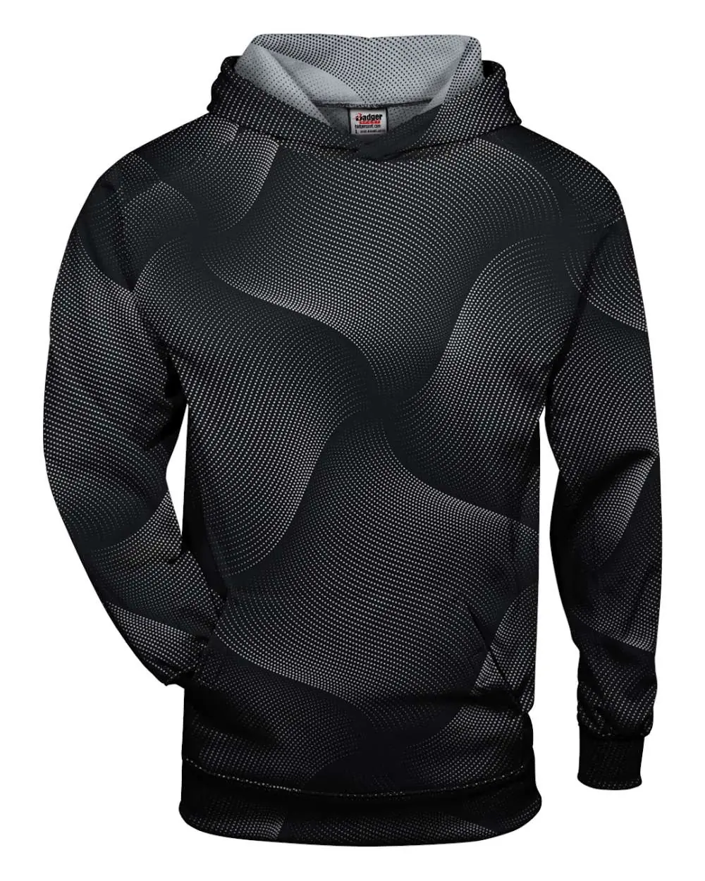 Badger Youth Warp Hooded Long Sleeve T-Shirt in Black