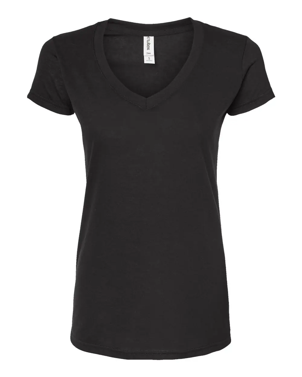 Tultex Women's Poly-Rich V-Neck T-Shirt in Black