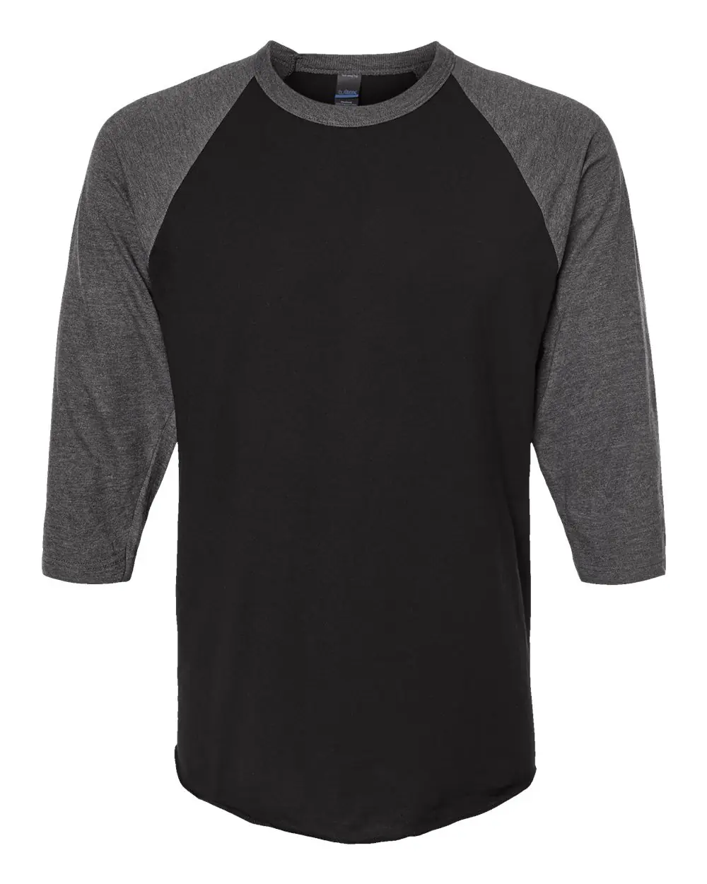 Tultex Unisex Fine Jersey Raglan T-Shirt in Black/ Heather Charcoal