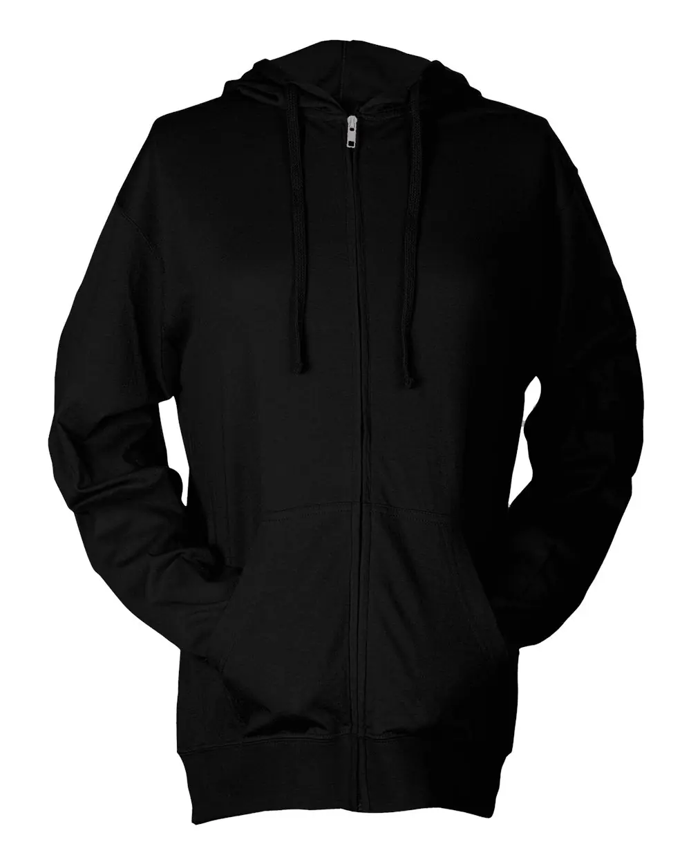 Tultex Unisex Beach Full-Zip Hooded Long Sleeve T-Shirt in Black