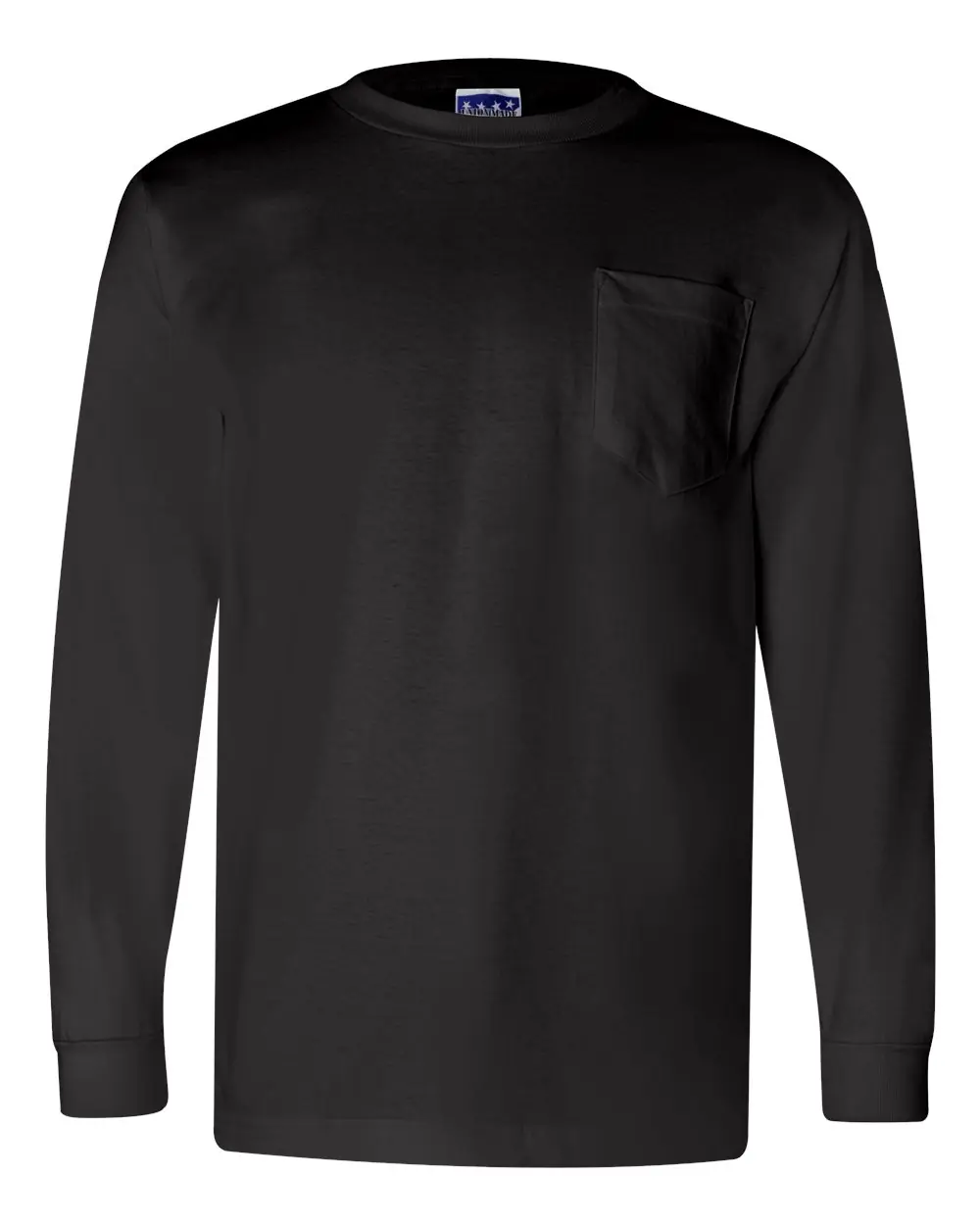 Bayside Unisex Union-Made Long Sleeve Pocket T-Shirt in Black