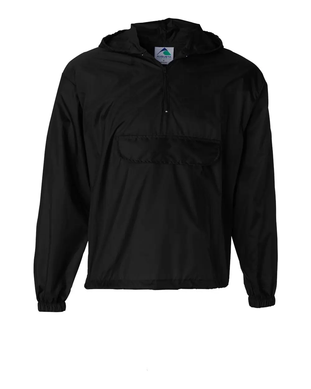 Augusta Sportswear Unisex Packable Half-Zip Hooded Pullover Jacket in Black